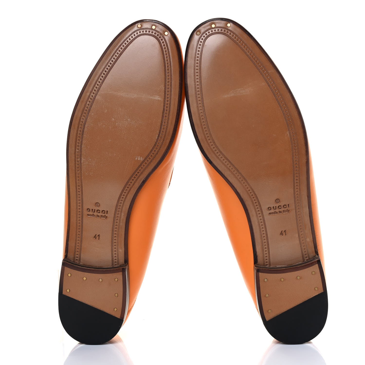 Gucci Lambskin Womens Brixton Horsebit Loafers 41 Yellow Tangerine 4 of 5