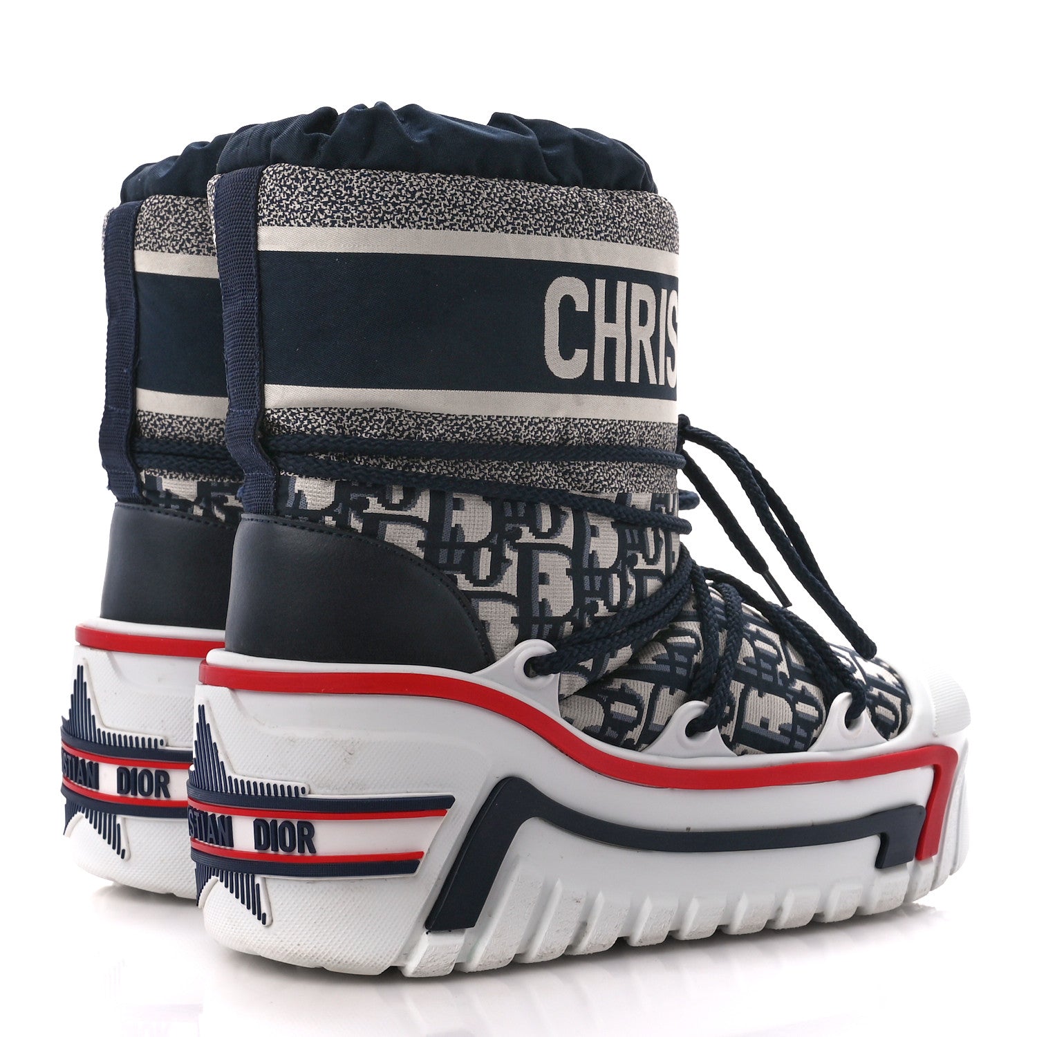 Christian Dior Oblique Shiny Nylon DiorAlps Snow Ankle Boot 35 Deep Blue 4 of 9