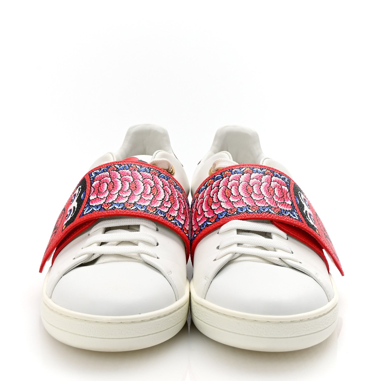 Louis Vuitton Calfskin Reverse Monogram Kabuki Low Top Sneakers 37 White 3 of 7