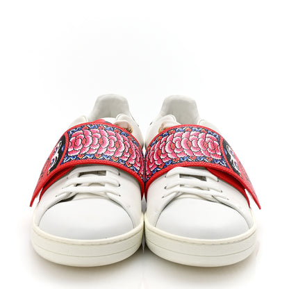 Louis Vuitton Calfskin Reverse Monogram Kabuki Low Top Sneakers 37 White 3 of 7