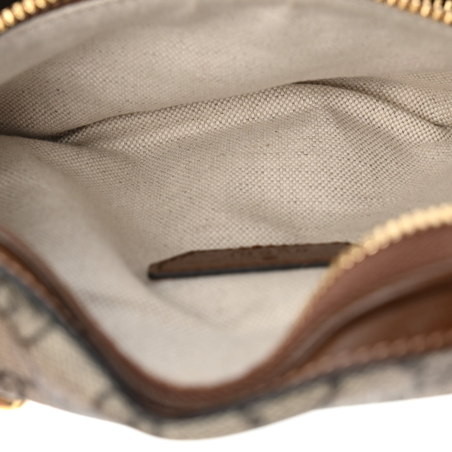 GG Supreme Monogram Textured Calfskin Retro Interlocking G Belt Bag Beige Ebony Brown Sugar