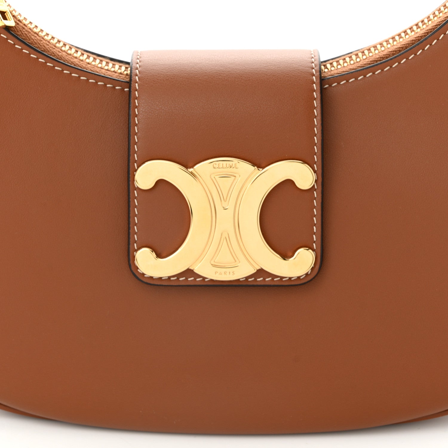 Celine Smooth Calfskin Medium Strap Ava Triomphe Shoulder Bag Tan 8 of 10