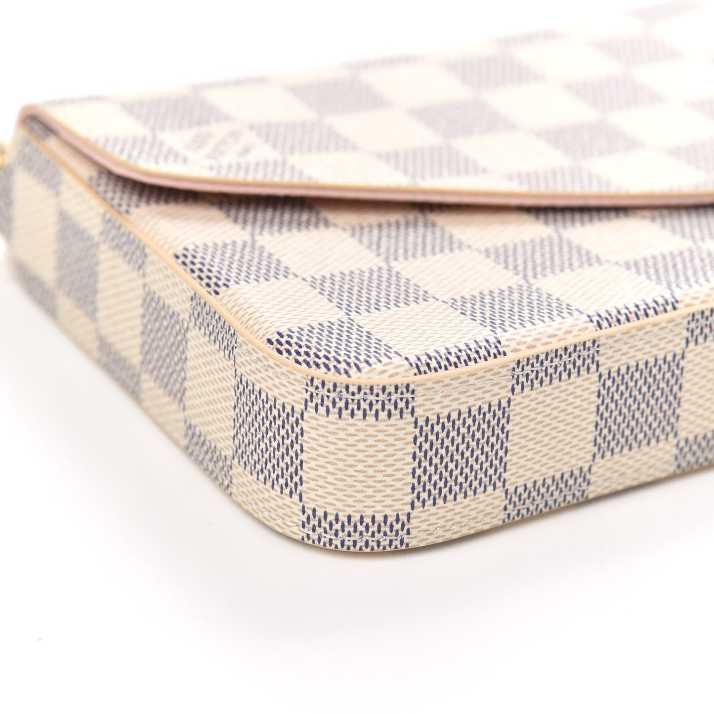 Damier Azur Pochette Felicie Chain Wallet Rose Ballerine