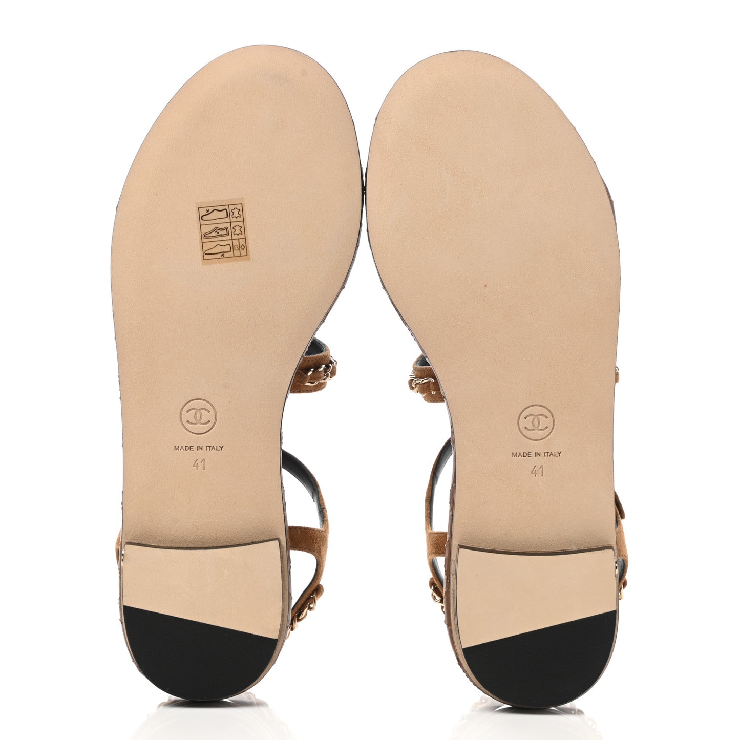 Suede Calfskin Chain Sandals 41 Brown