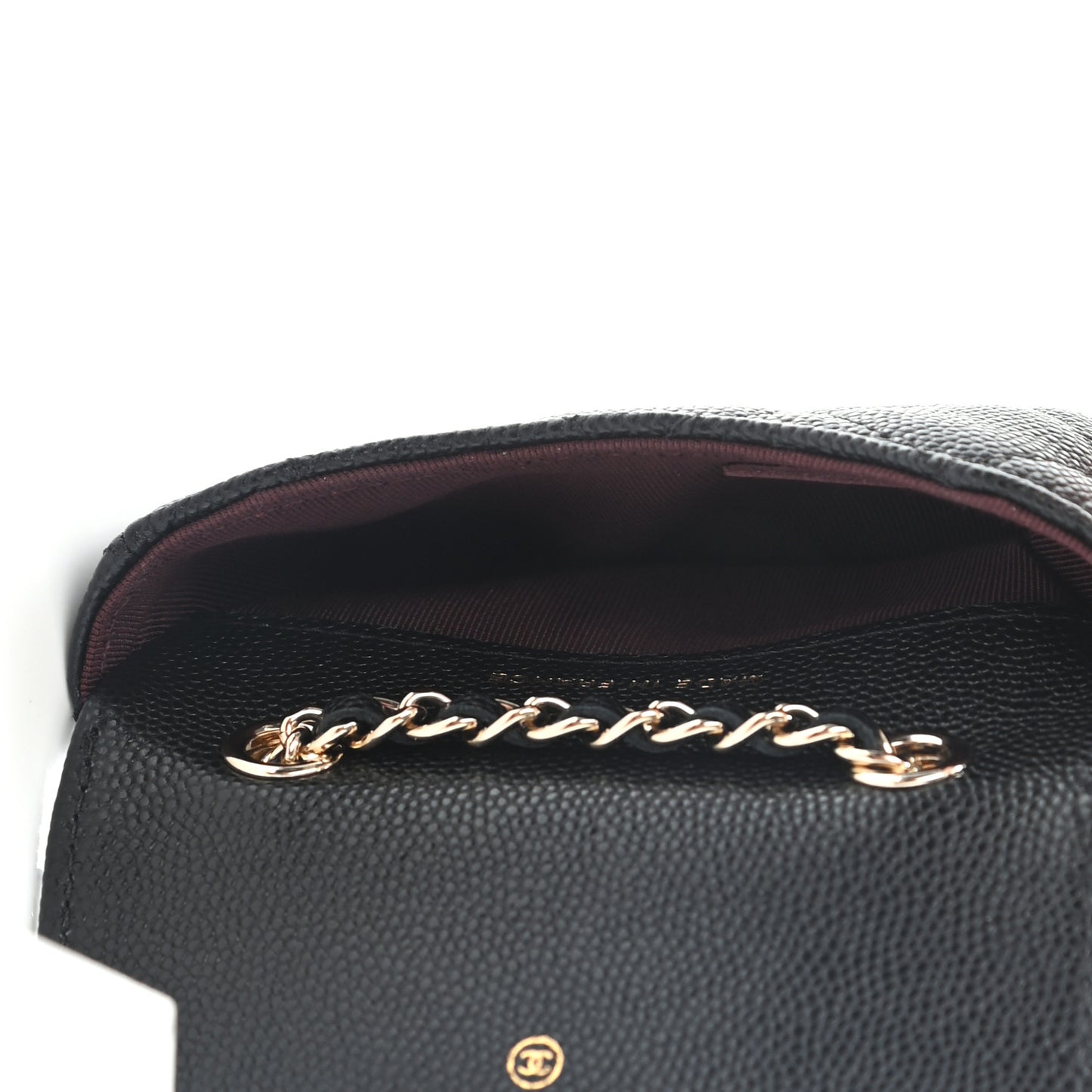Caviar Quilted Mini Chain Belt Bag Black