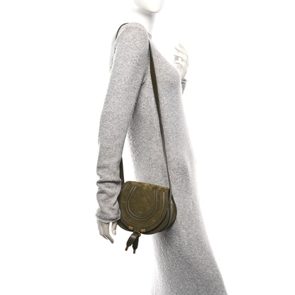 Chloe Suede Calfskin Small Marcie Saddle Bag Deep Olive 2 of 10