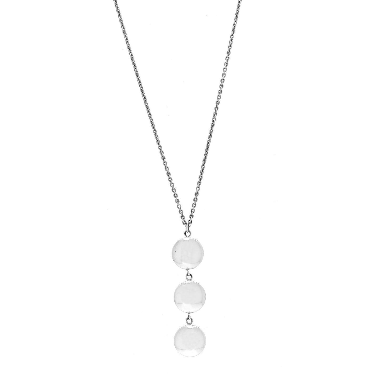 Sterling Silver Triple Disc Drop Pendant Necklace
