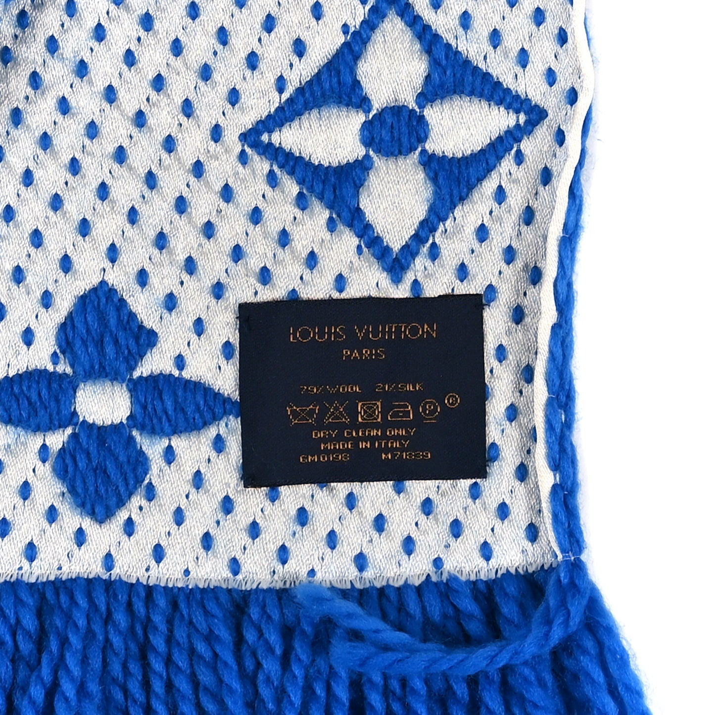 Wool Silk Logomania Duo Scarf Blue