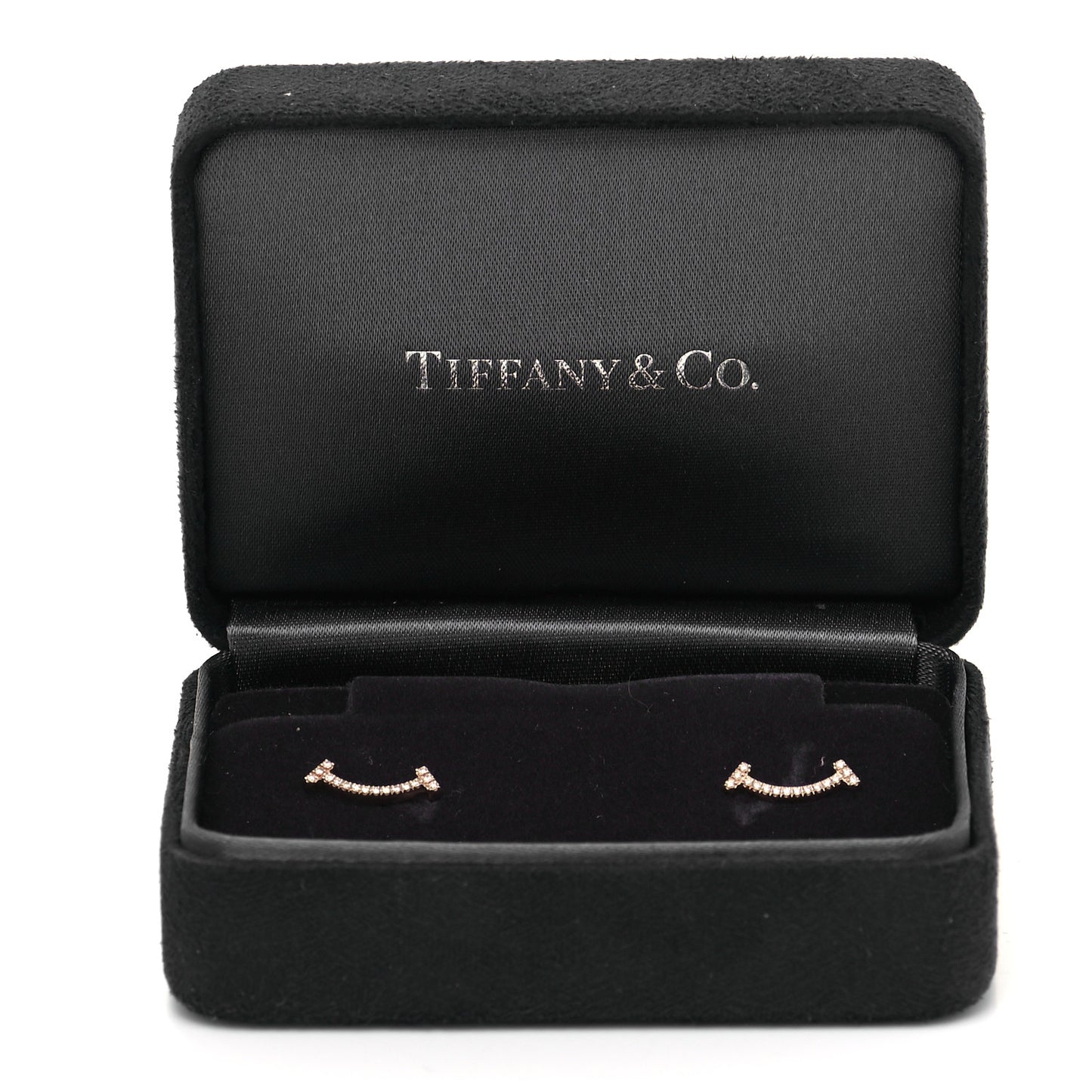 18K Rose Gold Diamond T Smile Earrings