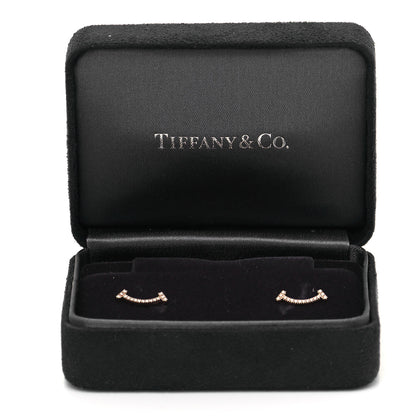 Tiffany 18K Rose Gold Diamond T Smile Earrings 6 of 6