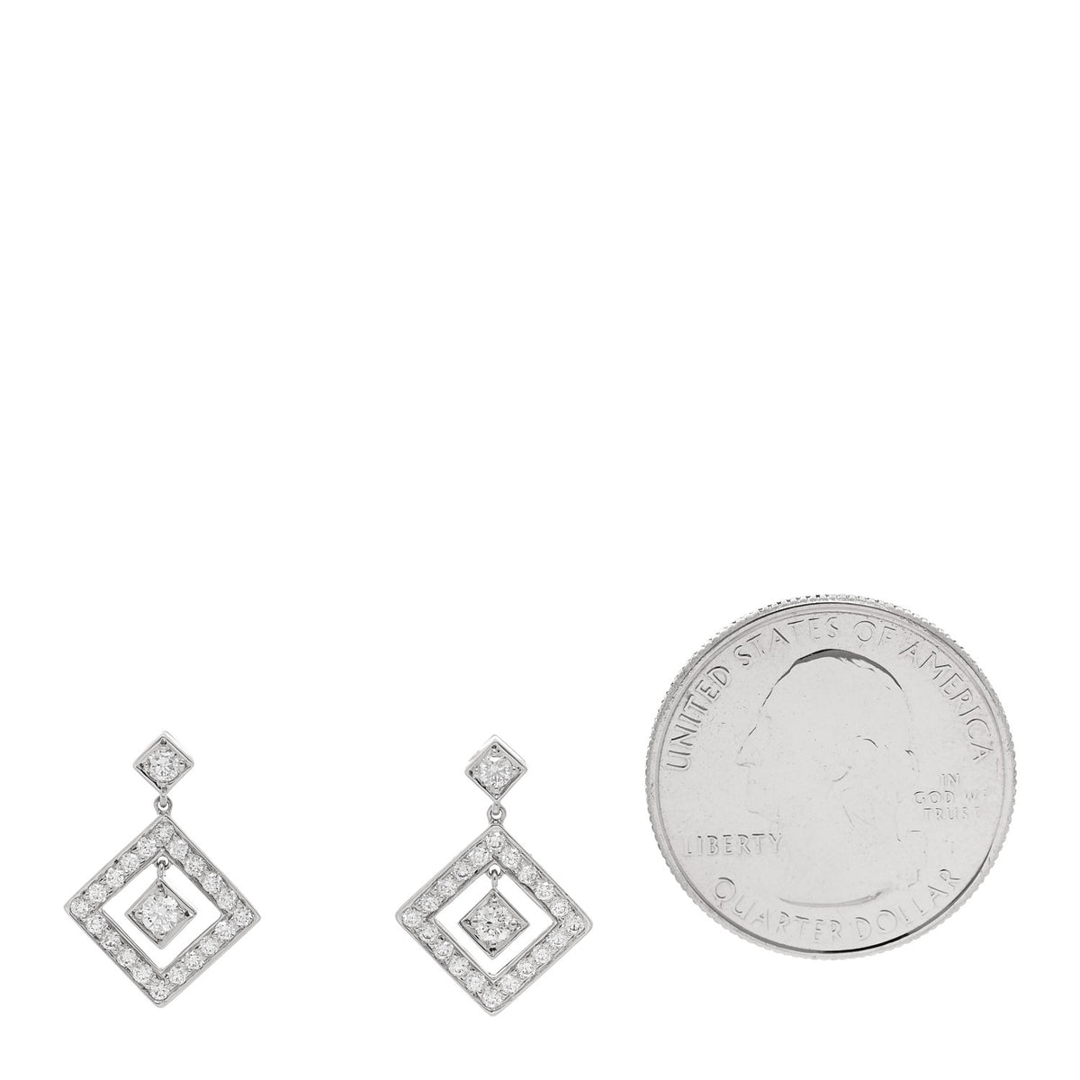 Platinum Diamond Legacy Square Open Drop Earrings