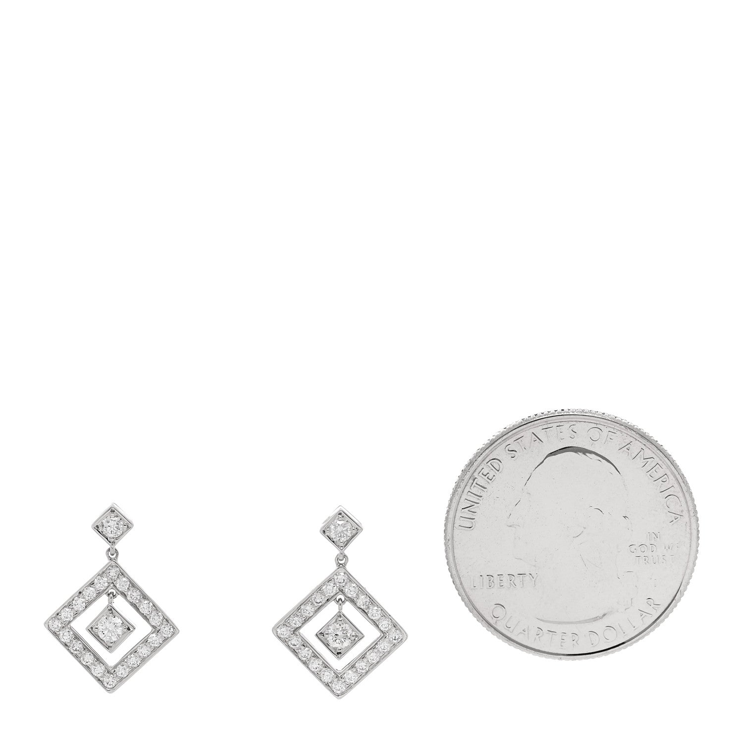 Tiffany Platinum Diamond Legacy Square Open Drop Earrings 2 of 5
