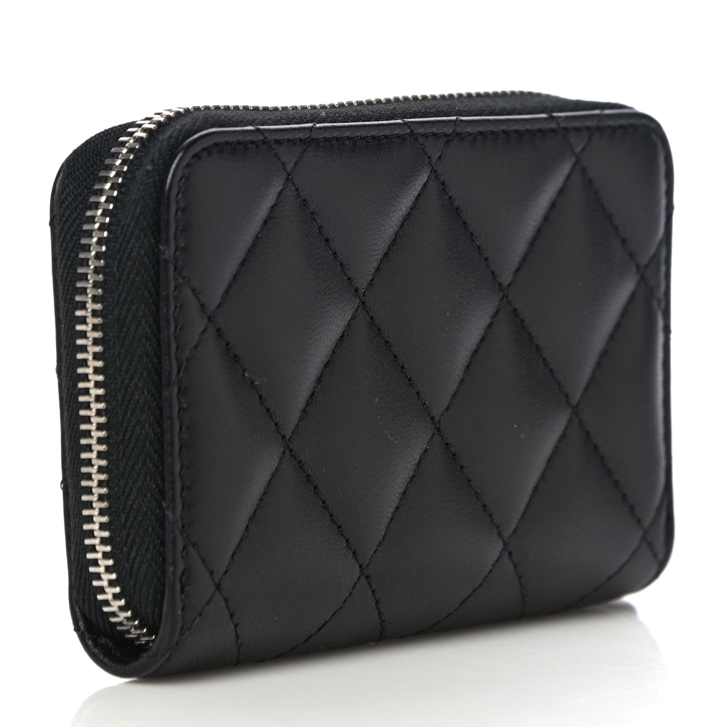 Chanel Lambskin Quilted Zip Coin Purse Black 3 of 11