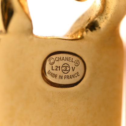 Chanel Crystal Tag Drop Earrings Gold 3 of 3