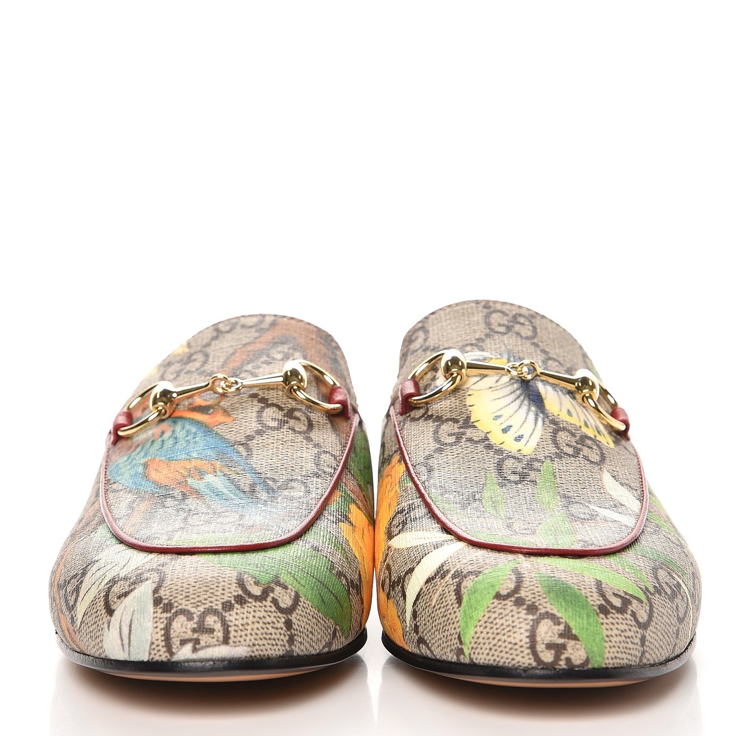GG Supreme Monogram Tian Womens Princetown Slippers 35 Beige Ebony Multicolor