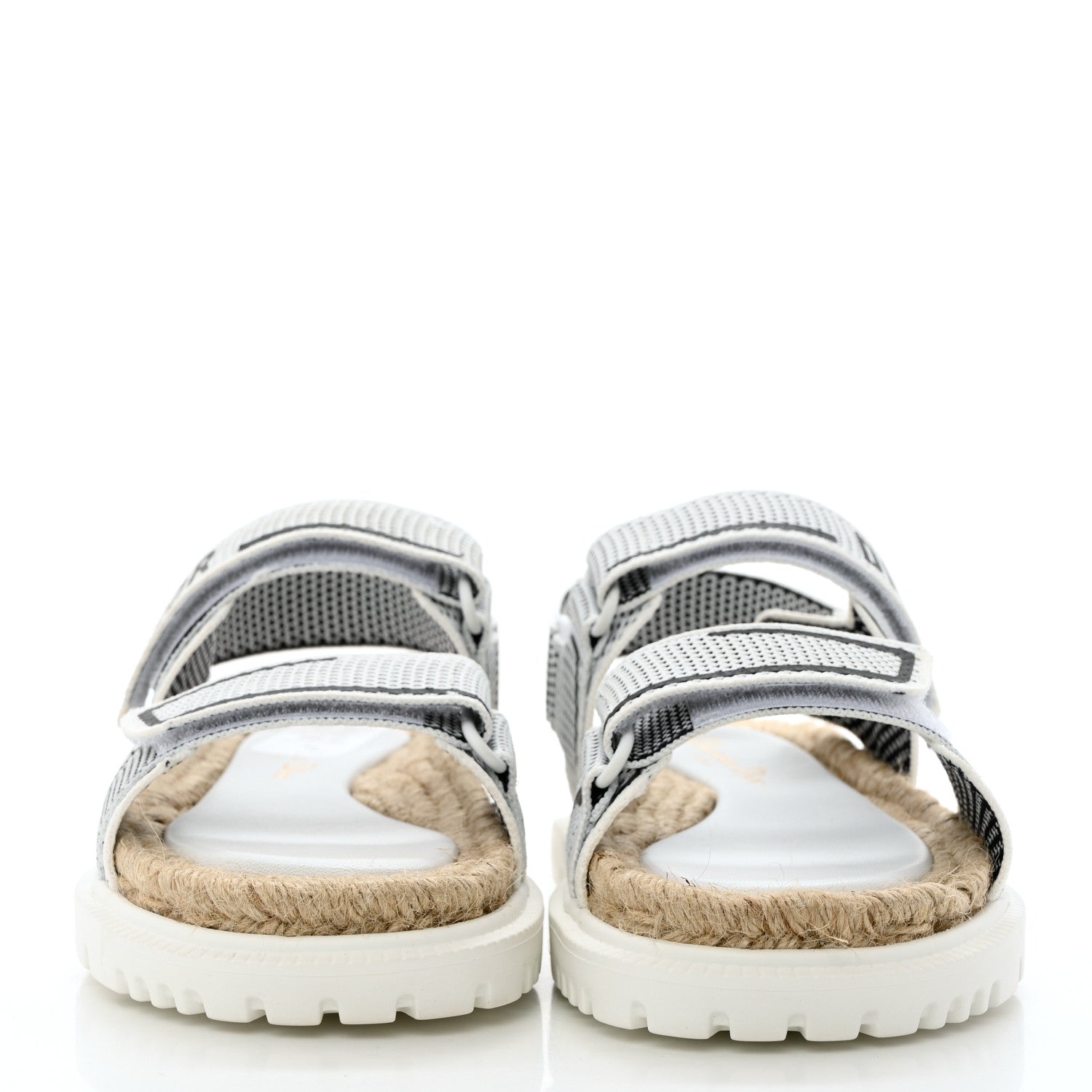 Christian Dior Technical Knit Jute Dioract 10mm Sandals 36 White Black 2 of 9