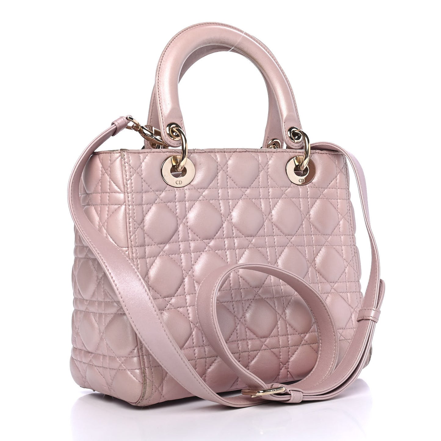 Pearly Lambskin Cannage Medium Lady Dior Lotus