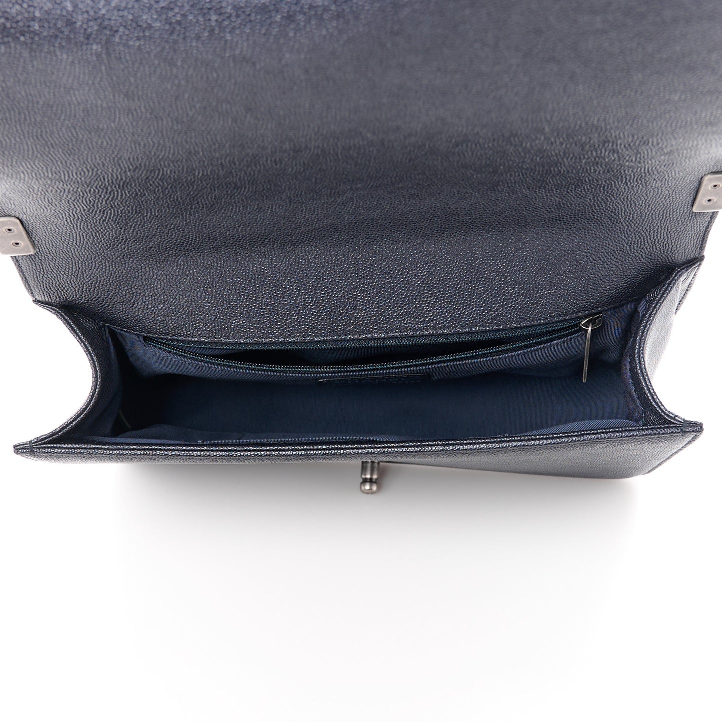 Caviar Chevron Quilted New Medium Boy Flap Dark Navy Blue