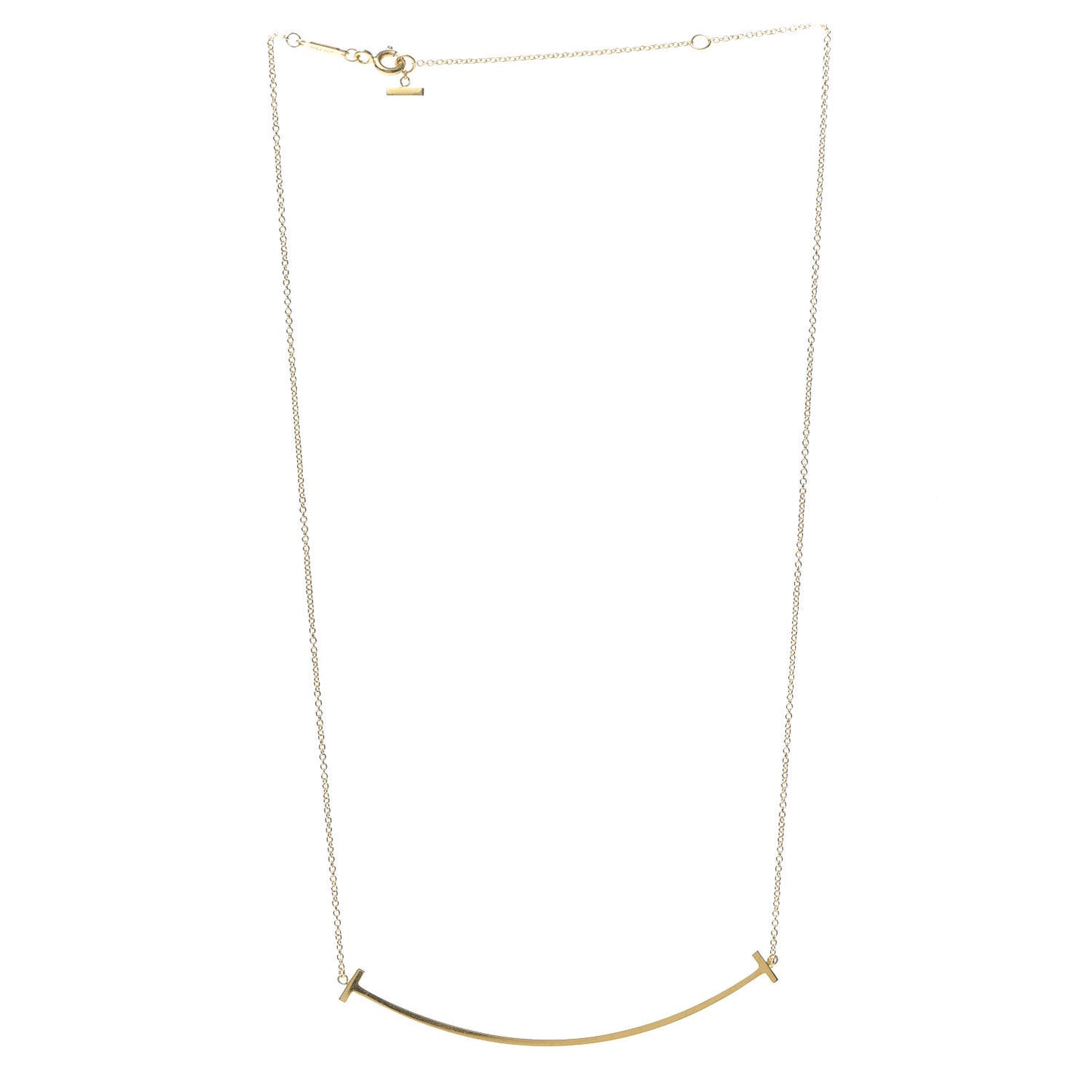 18K Yellow Gold Large T Smile Pendant Necklace