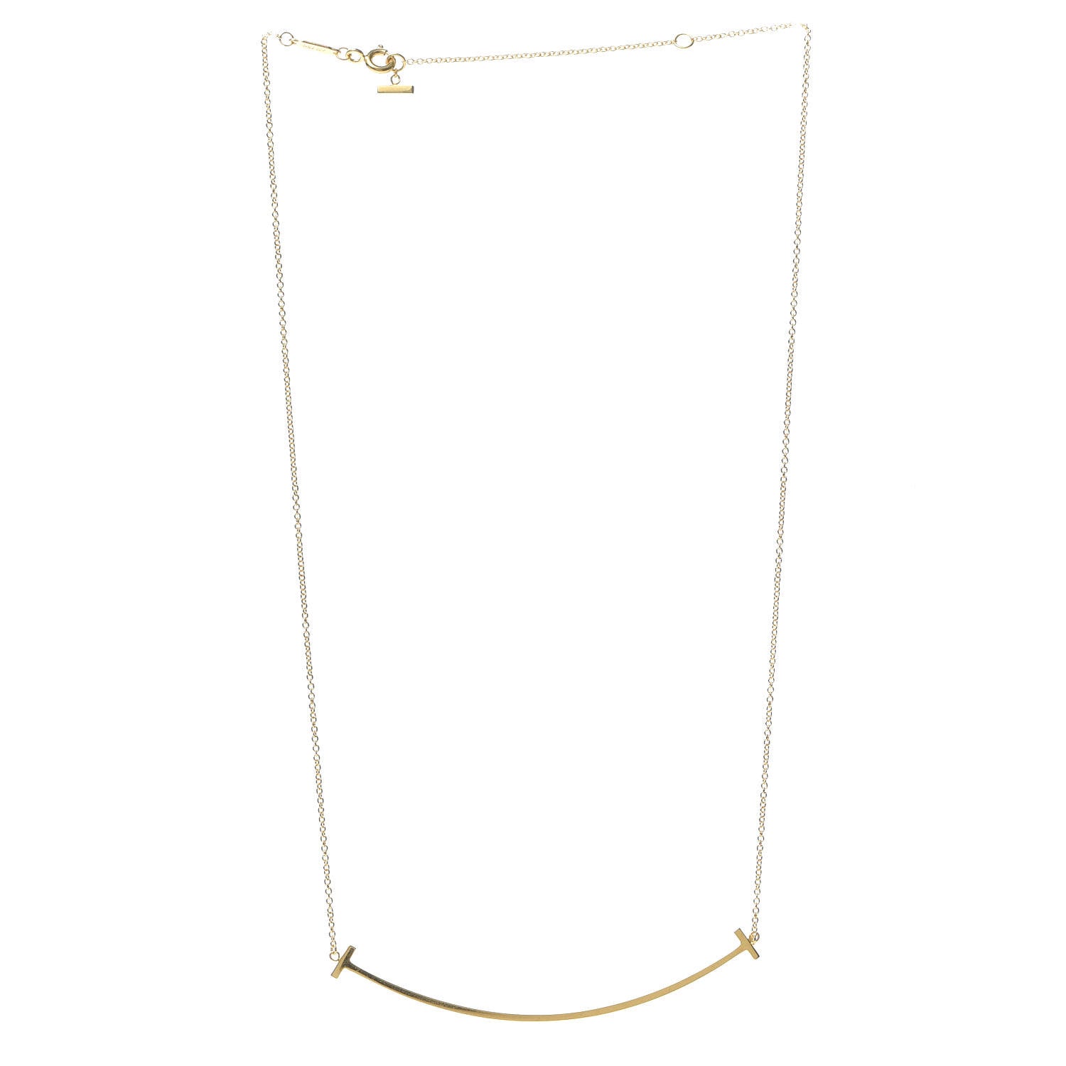 Tiffany 18K Yellow Gold Large T Smile Pendant Necklace 3 of 5