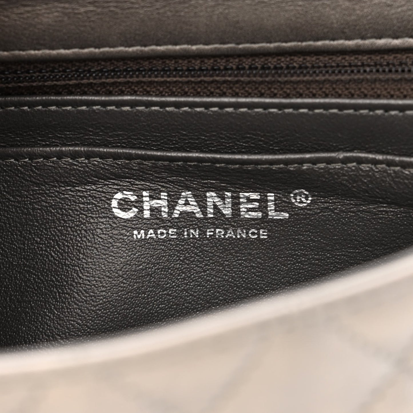Metallic Calfskin Quilted Mini Rectangular Flap Ruthenium