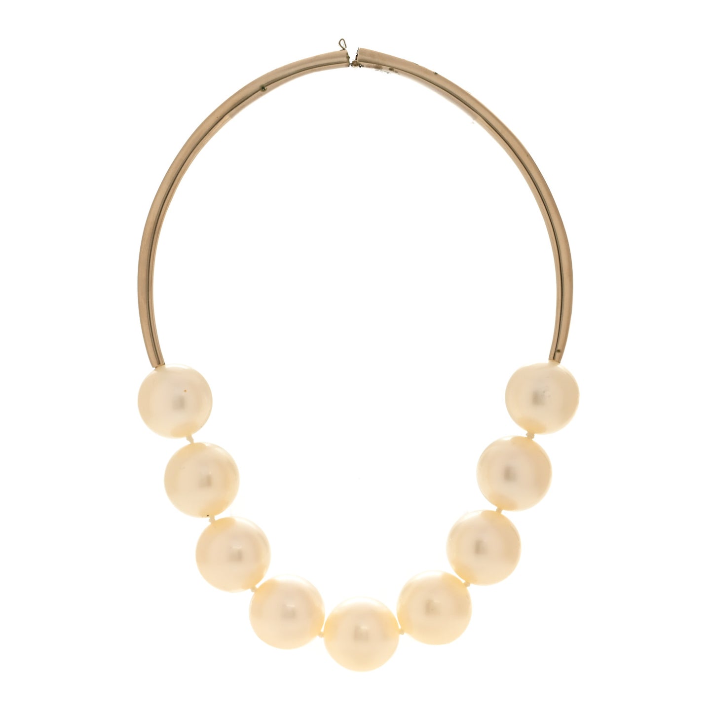 Metal Giant Pearl Choker Necklace Gold White