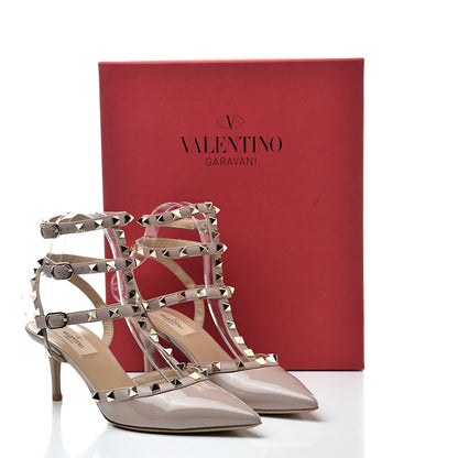 Valentino Garavani Patent Rockstud Ankle Strap Low Heel Pumps 39 Poudre 16 of 16