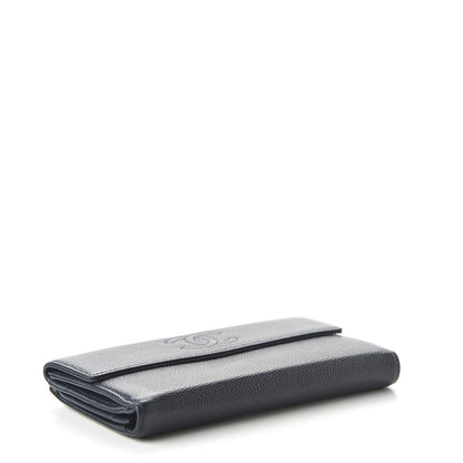 Chanel Caviar CC Long Flap French Wallet Navy Blue 4 of 12