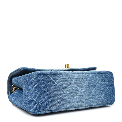 Chanel Washed Denim Quilted Mini Rectangular Flap Blue 4 of 11