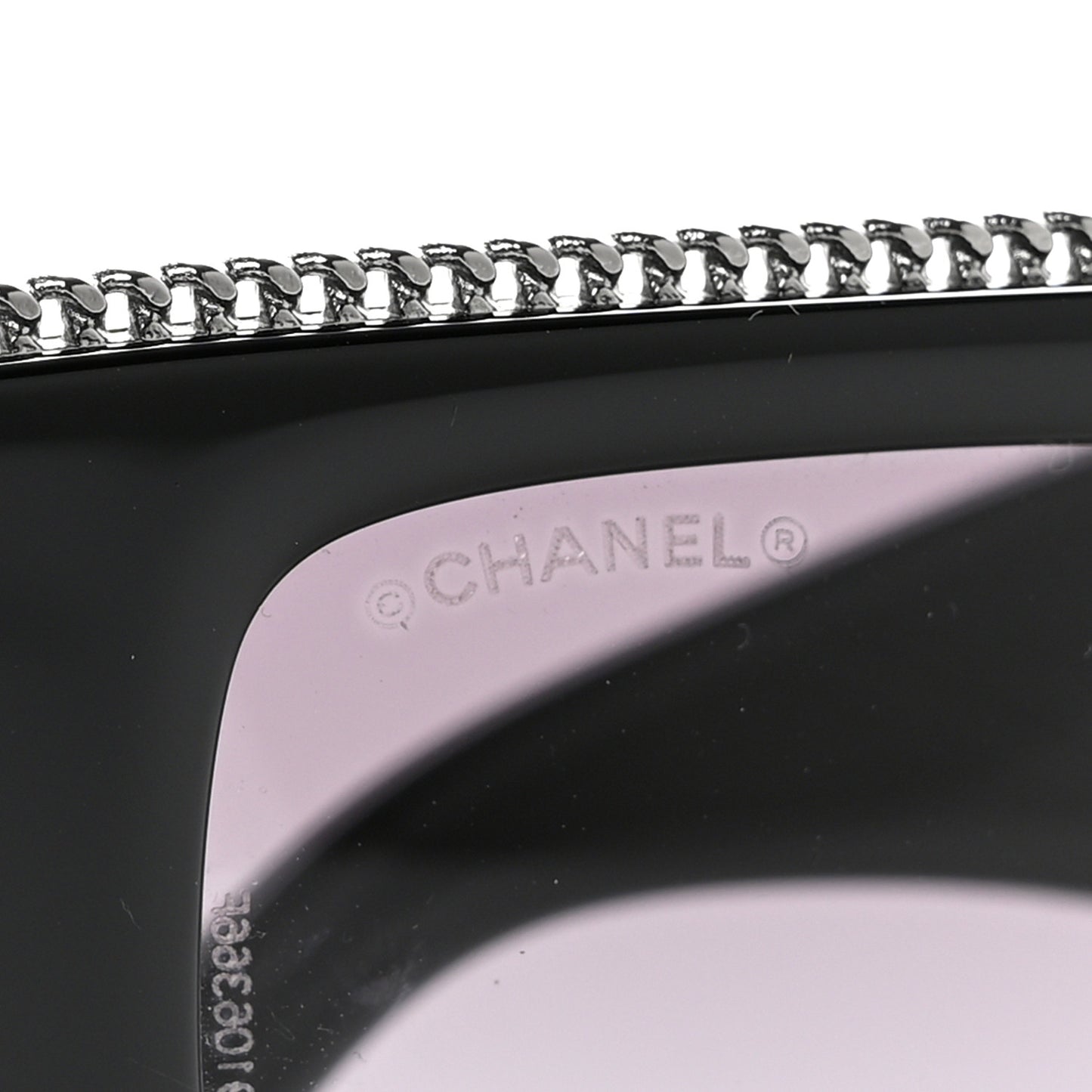 Acetate Tweed Diamanté Chain CC Rectangle Sunglasses 71549A Black Multicolor