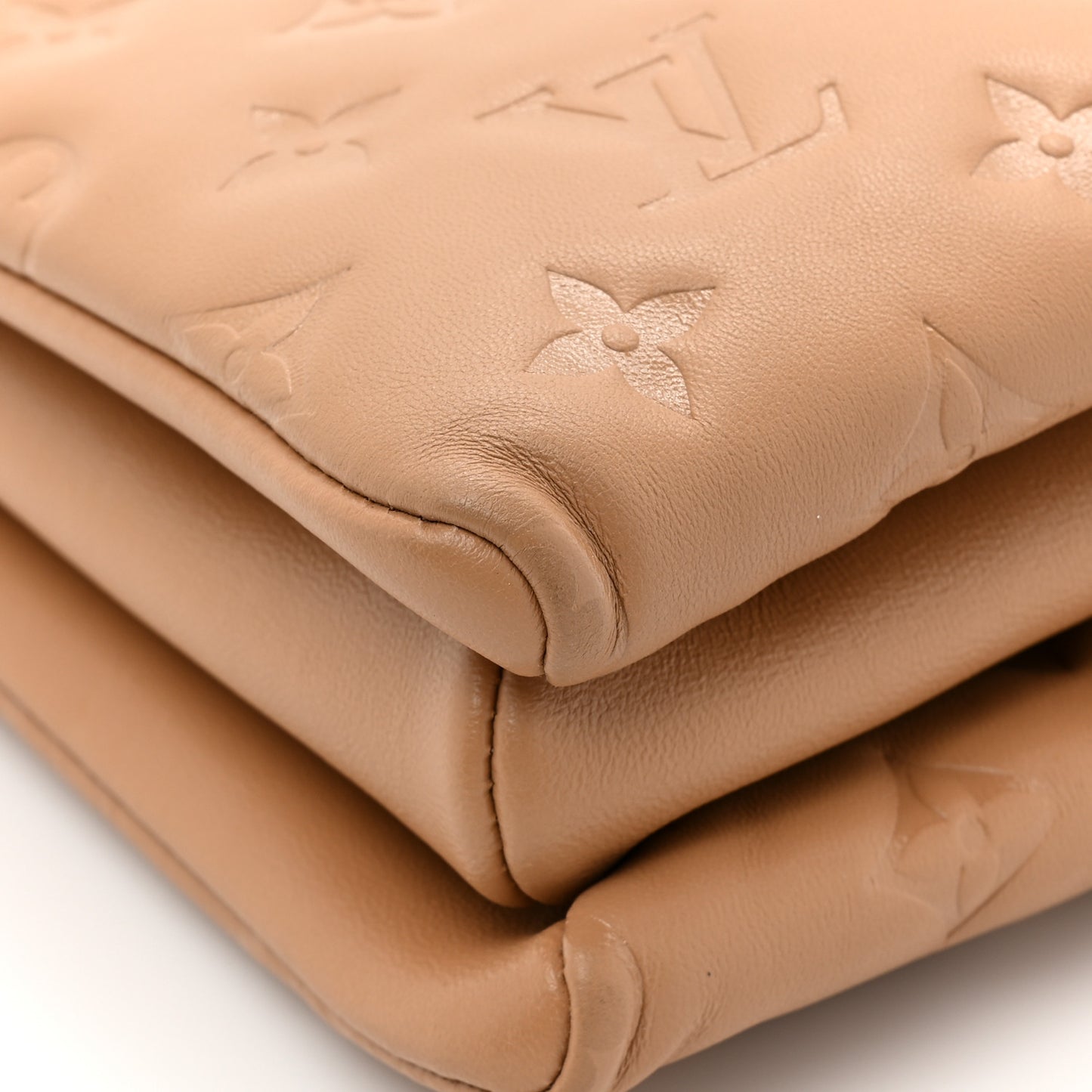 Lambskin Embossed Monogram Coussin PM Camel