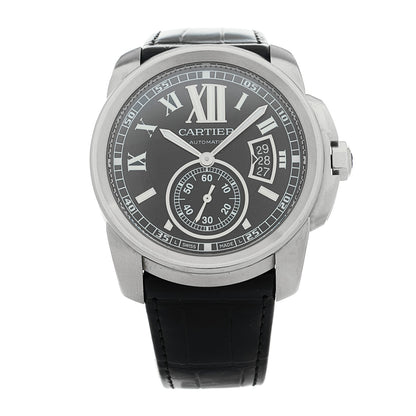 Cartier Stainless Steel Alligator 42mm Calibre de Cartier Automatic Watch Black 1 of 4