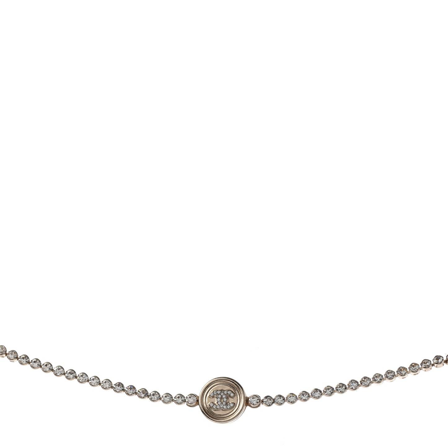 Crystal CC Chain Short Necklace Gold