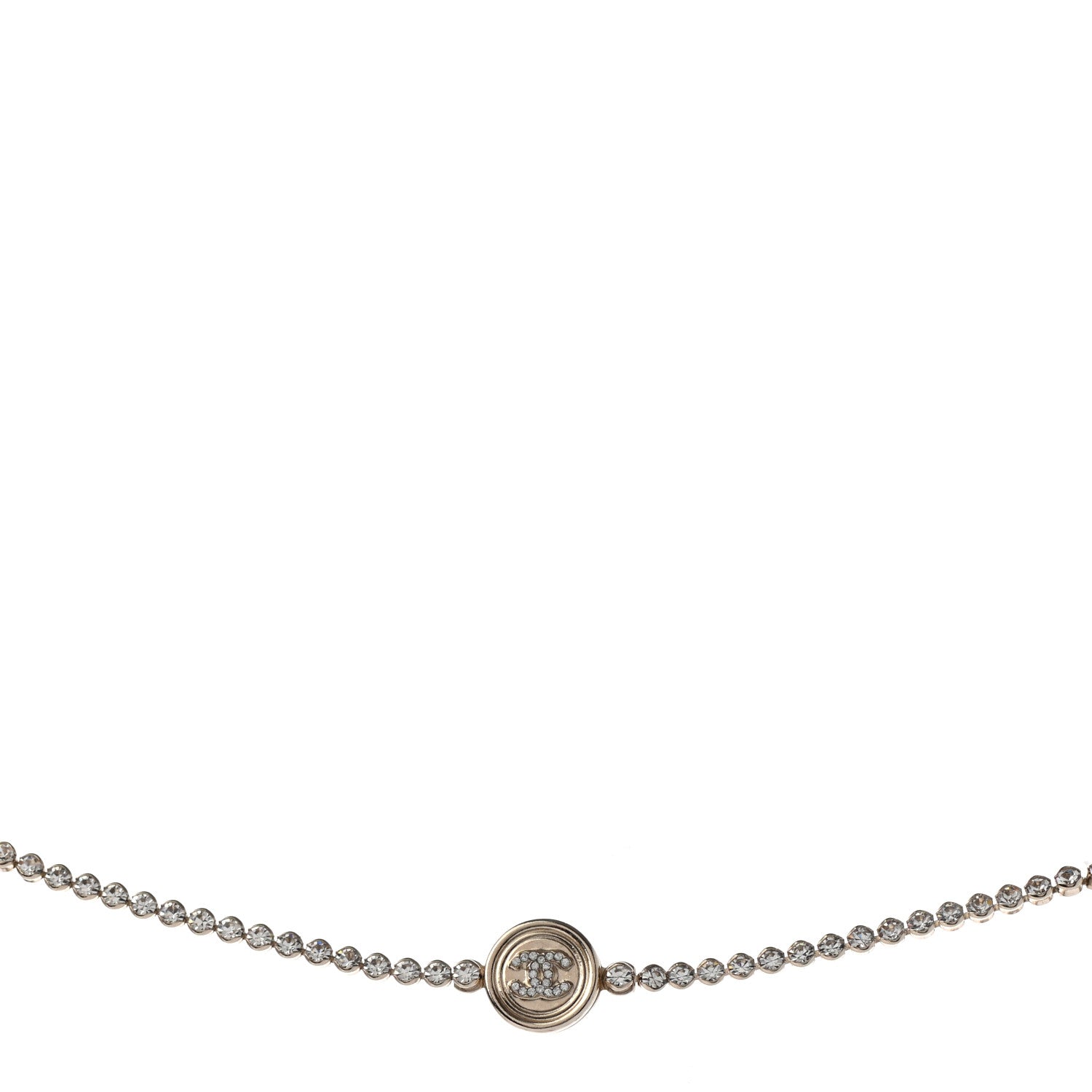 Chanel Crystal CC Chain Short Necklace Gold 1 of 5