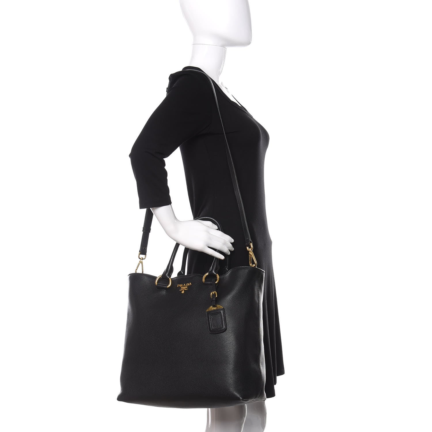 Prada Vitello Phenix Tote Black 2 of 9