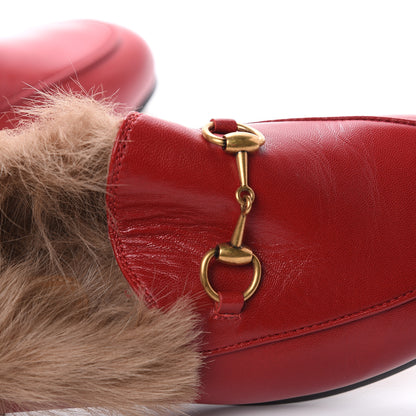 Gucci Malaga Kid Fur Womens Jordaan Loafers 36.5 Hibiscus Red Natural 8 of 10