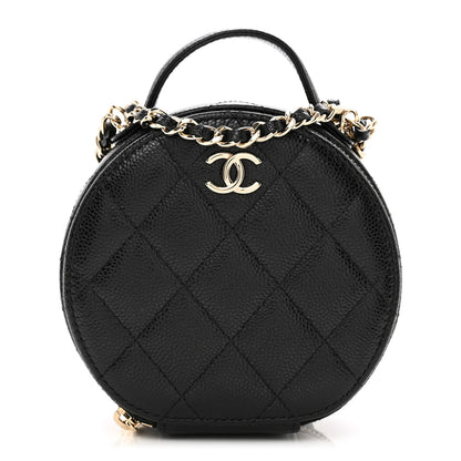 Chanel Caviar Quilted Round Handle With Care Vanity With Chain Black 1 of 9