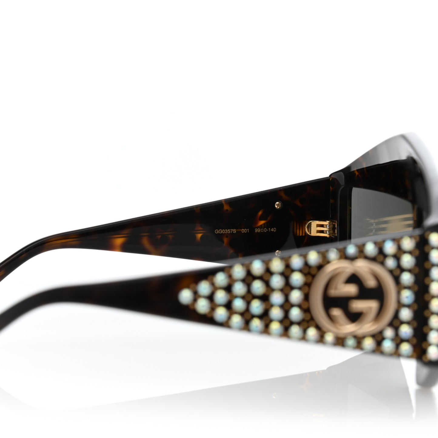 Crystal Rectangular Frame Sunglasses GG0357S Tortoiseshell