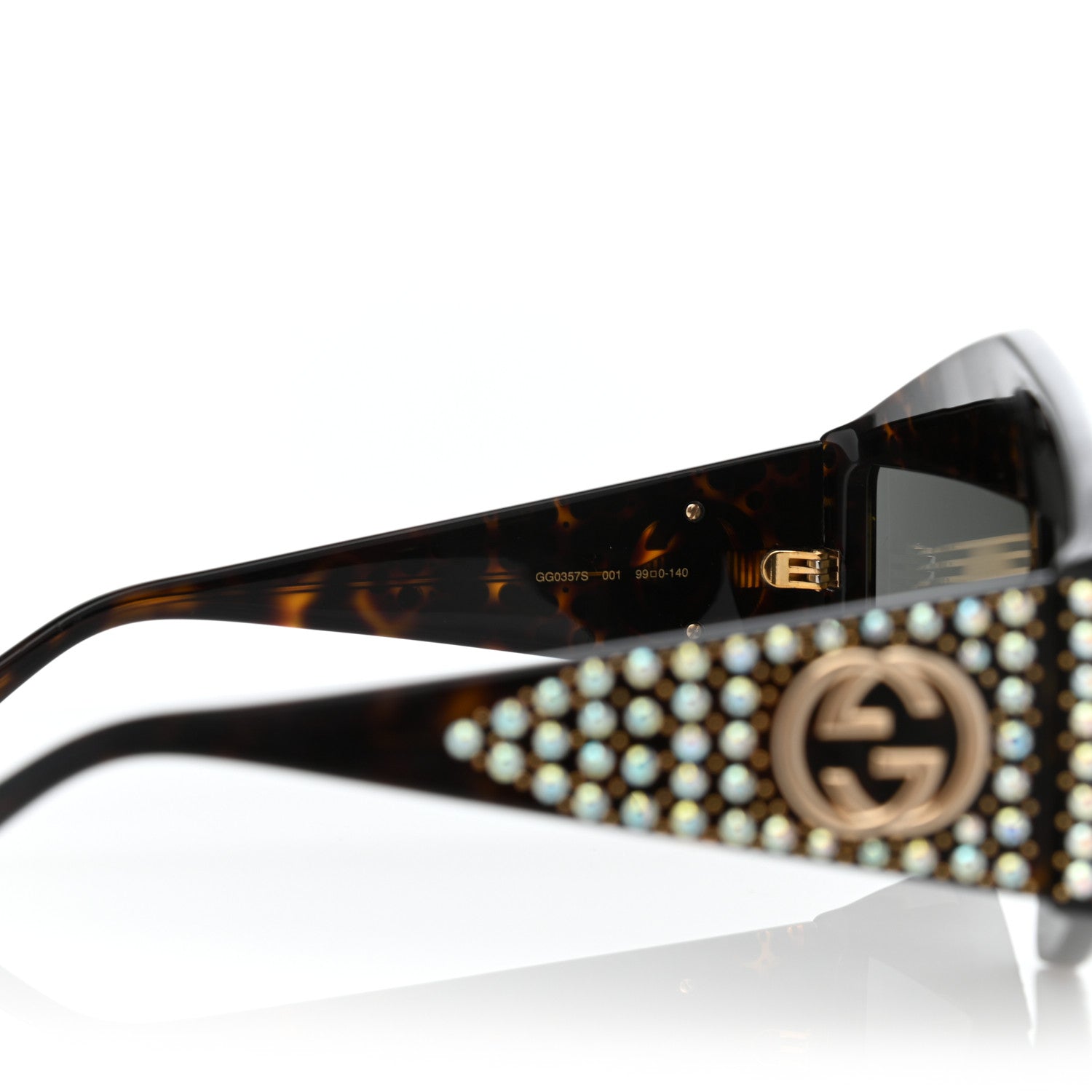 Gucci Crystal Rectangular Frame Sunglasses GG0357S Tortoiseshell 5 of 8