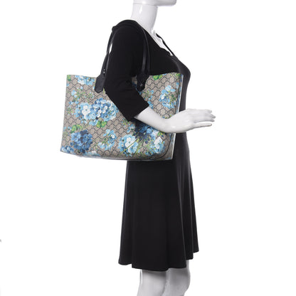 Gucci GG Supreme Monogram Blooms Medium Reversible Tote Beige Blue Navy 2 of 16
