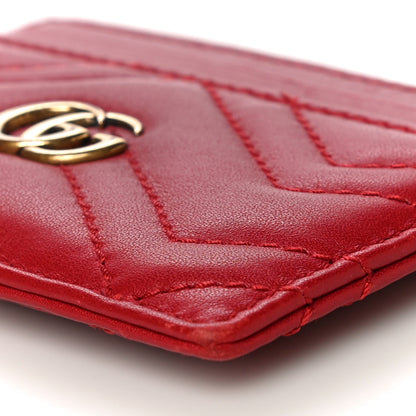 Gucci Calfskin Matelasse GG Marmont Card Holder Hibiscus Red 9 of 10
