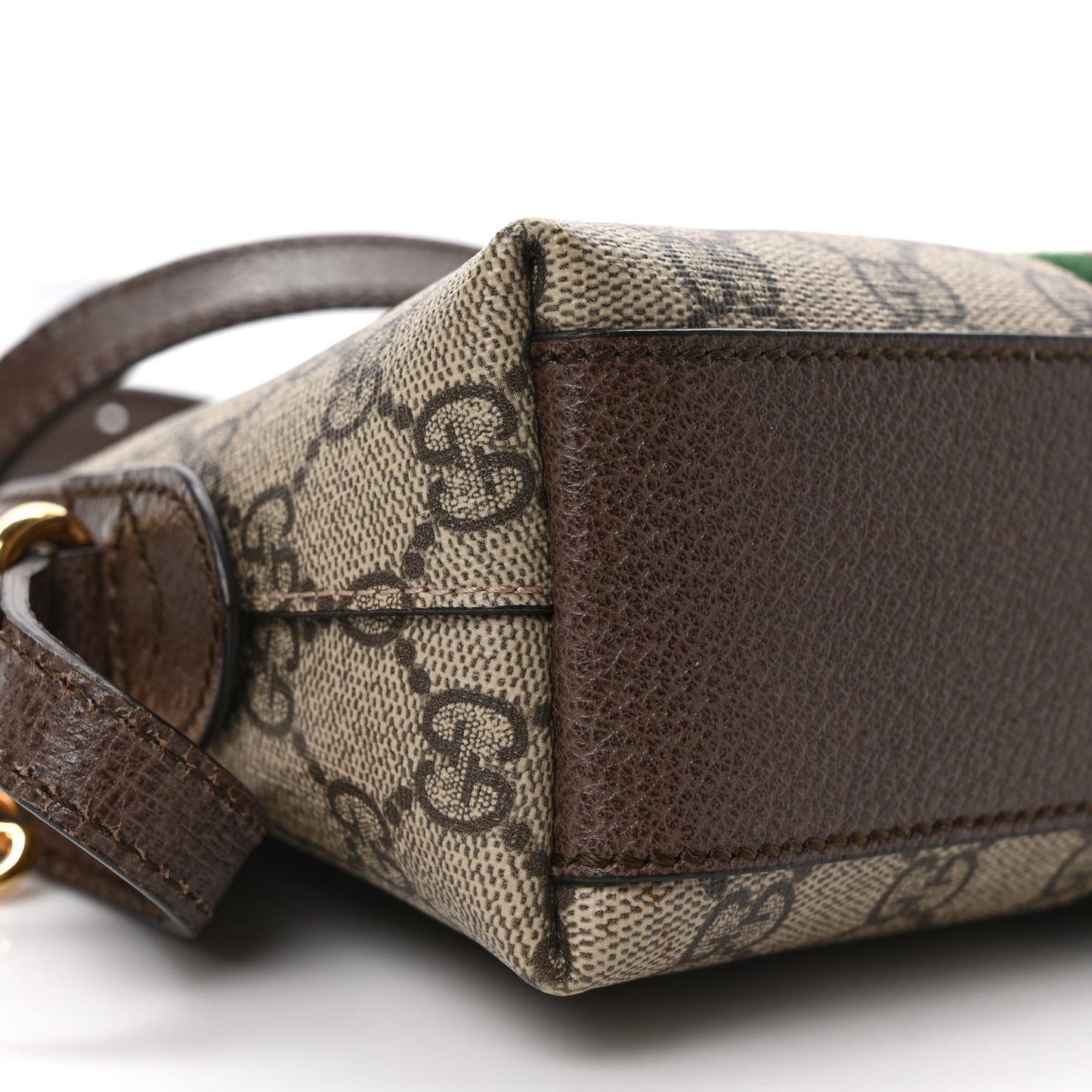 GG Supreme Monogram Textured Dollar Calfskin Web Small Ophidia Dome Shoulder Bag Beige Ebony New Acero