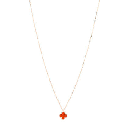 Van Cleef & Arpels 18K Rose Gold Carnelian Sweet Alhambra Pendant Necklace 1 of 5