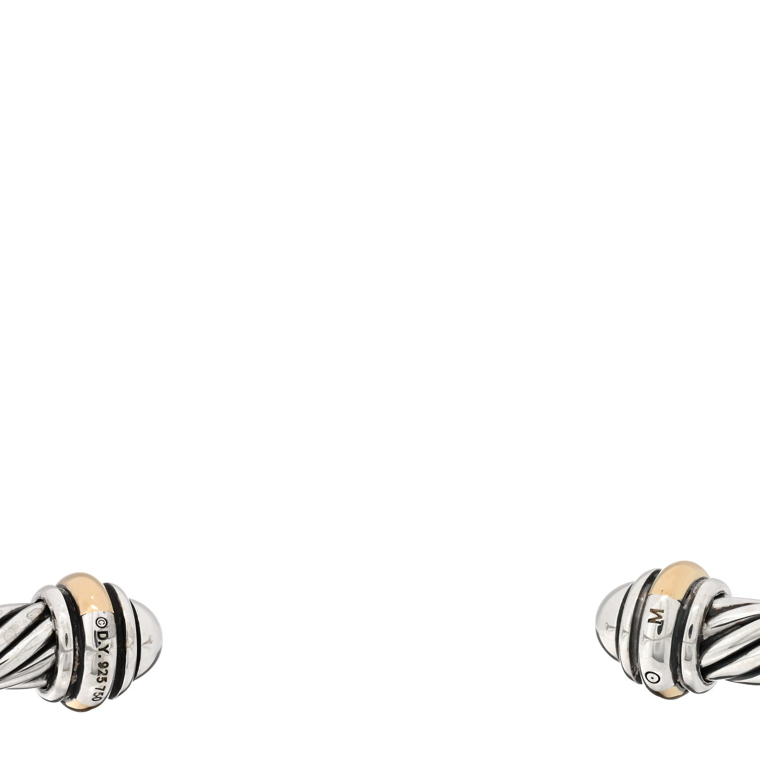David Yurman Sterling Silver 18K Yellow Gold 4mm Cable Classics Bracelet 3 of 3