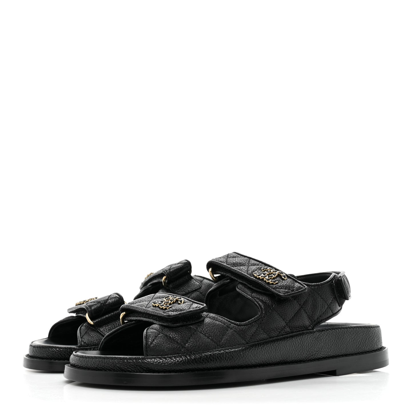 Grained Calfskin Velcro Dad Sandals 36.5 Black
