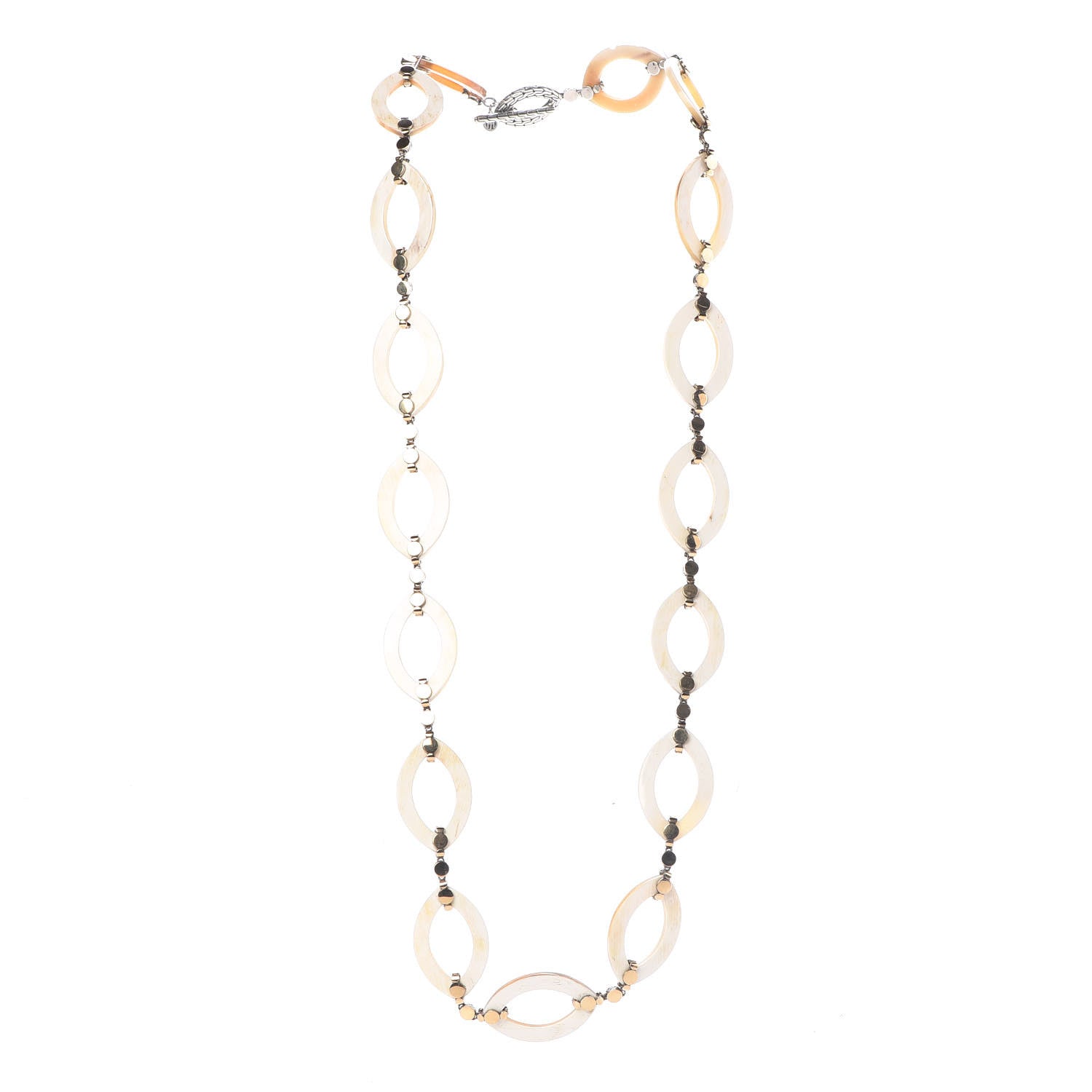 John Hardy Sterling Silver 18K Yellow Gold Buffalo Horn 27mm Dot Link Necklace 3 of 5