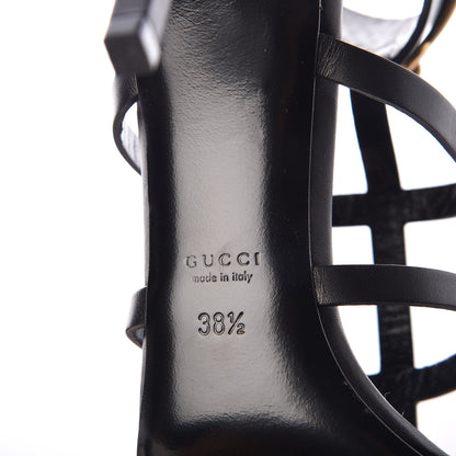 Gucci Calfskin Ursula Ankle Wrap Cage Pumps 38.5 Black 6 of 8