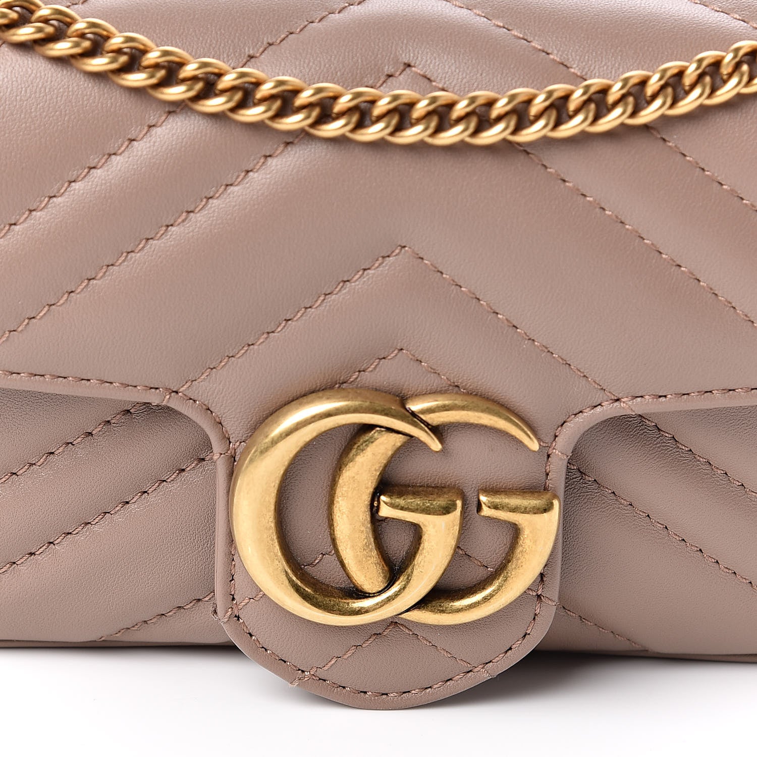 Gucci Calfskin Matelasse Super Mini GG Marmont Shoulder Bag Porcelain Rose 11 of 12