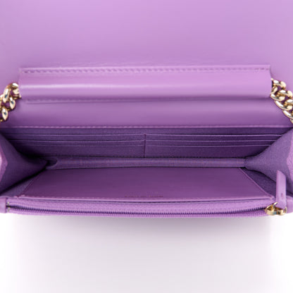 Chanel Caviar Quilted Boy Wallet On Chain WOC Purple 5 of 12