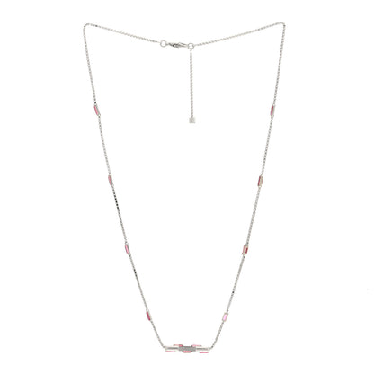 Gucci 18K White Gold Pink Tourmaline Link to Love Bar Necklace 3 of 5